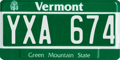 VT license plate YXA674