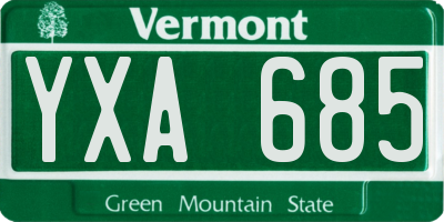 VT license plate YXA685