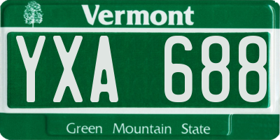 VT license plate YXA688