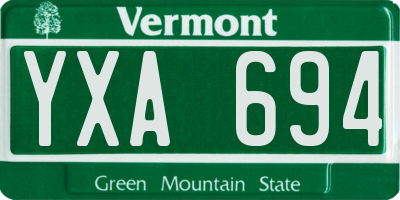 VT license plate YXA694
