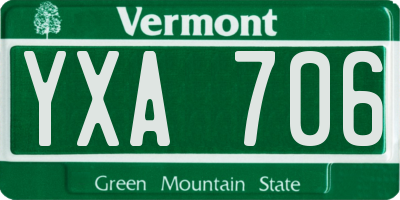 VT license plate YXA706