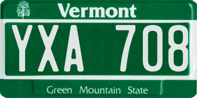 VT license plate YXA708