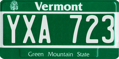 VT license plate YXA723