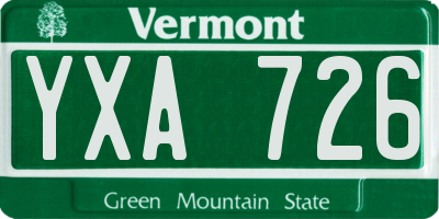 VT license plate YXA726