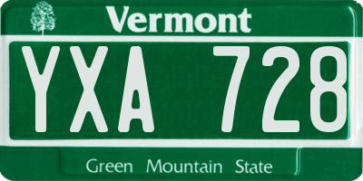 VT license plate YXA728