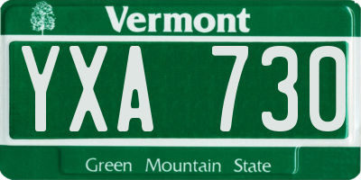 VT license plate YXA730