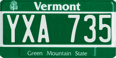 VT license plate YXA735