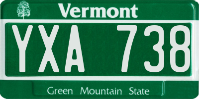 VT license plate YXA738