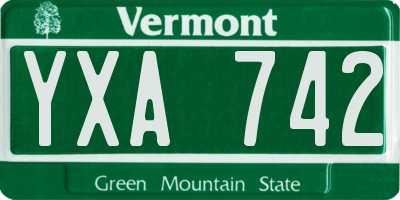 VT license plate YXA742
