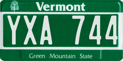 VT license plate YXA744