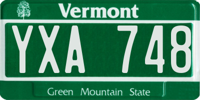 VT license plate YXA748