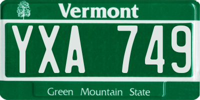 VT license plate YXA749