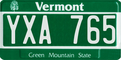 VT license plate YXA765