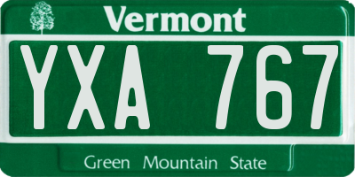VT license plate YXA767