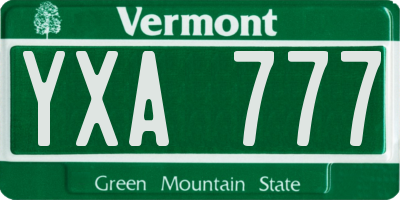 VT license plate YXA777
