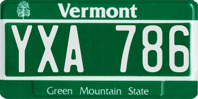 VT license plate YXA786