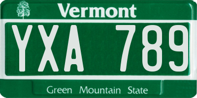 VT license plate YXA789
