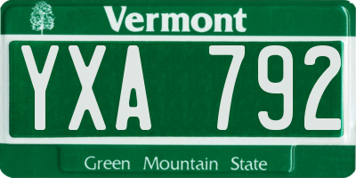 VT license plate YXA792