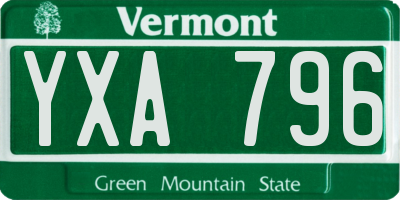 VT license plate YXA796