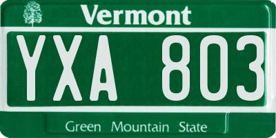 VT license plate YXA803