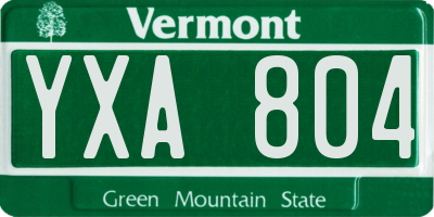 VT license plate YXA804