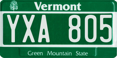 VT license plate YXA805