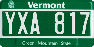 VT license plate YXA817