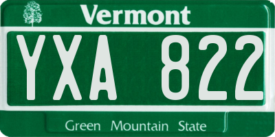 VT license plate YXA822