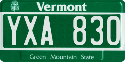 VT license plate YXA830