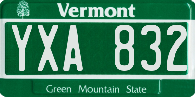VT license plate YXA832