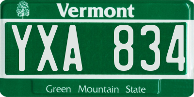 VT license plate YXA834