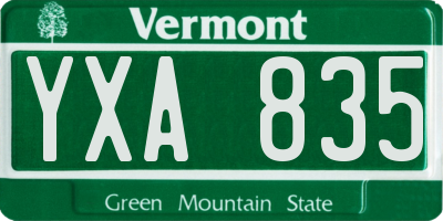 VT license plate YXA835