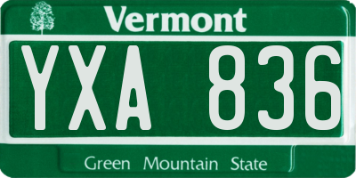 VT license plate YXA836
