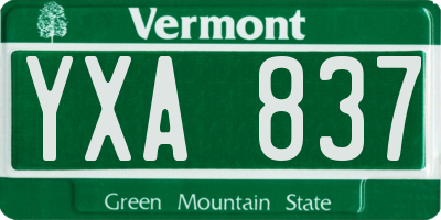 VT license plate YXA837
