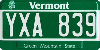 VT license plate YXA839