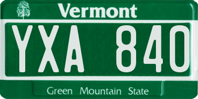 VT license plate YXA840