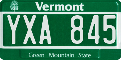 VT license plate YXA845