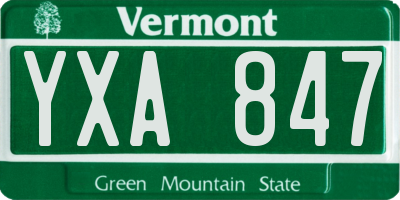 VT license plate YXA847