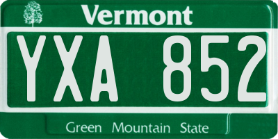 VT license plate YXA852