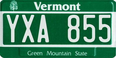 VT license plate YXA855