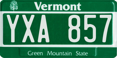 VT license plate YXA857