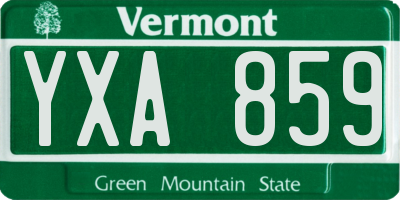 VT license plate YXA859