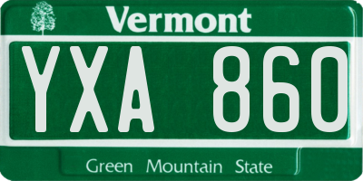 VT license plate YXA860