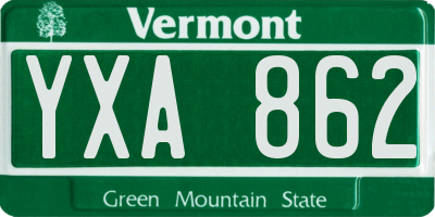 VT license plate YXA862