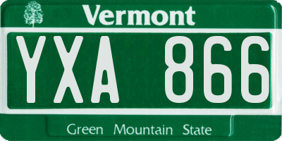 VT license plate YXA866