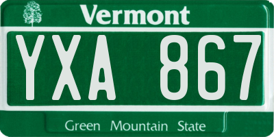 VT license plate YXA867