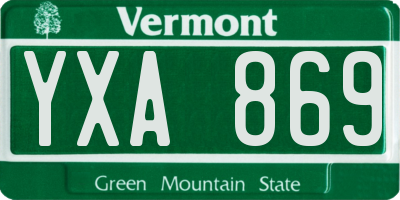 VT license plate YXA869