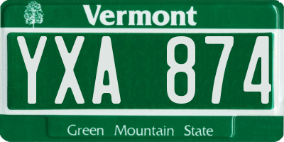 VT license plate YXA874