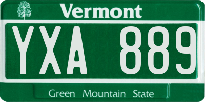 VT license plate YXA889