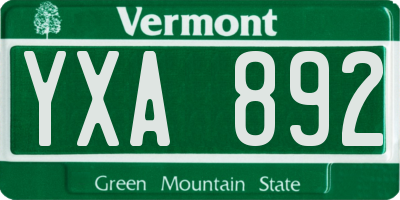 VT license plate YXA892